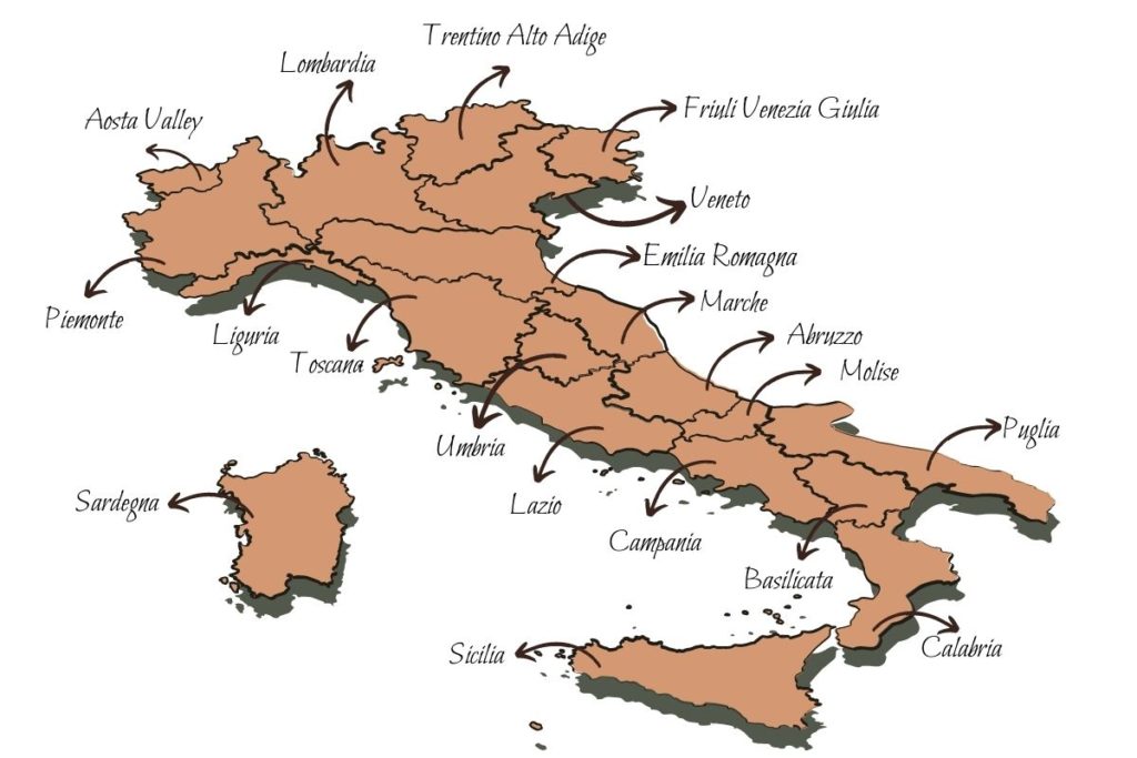 map of Italy regions